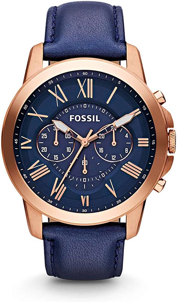 You are currently viewing Fossils Grant Chronograph Blue Leather Watch