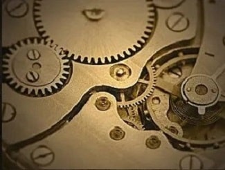 A detailed view of the gears and mechanisms inside a watch