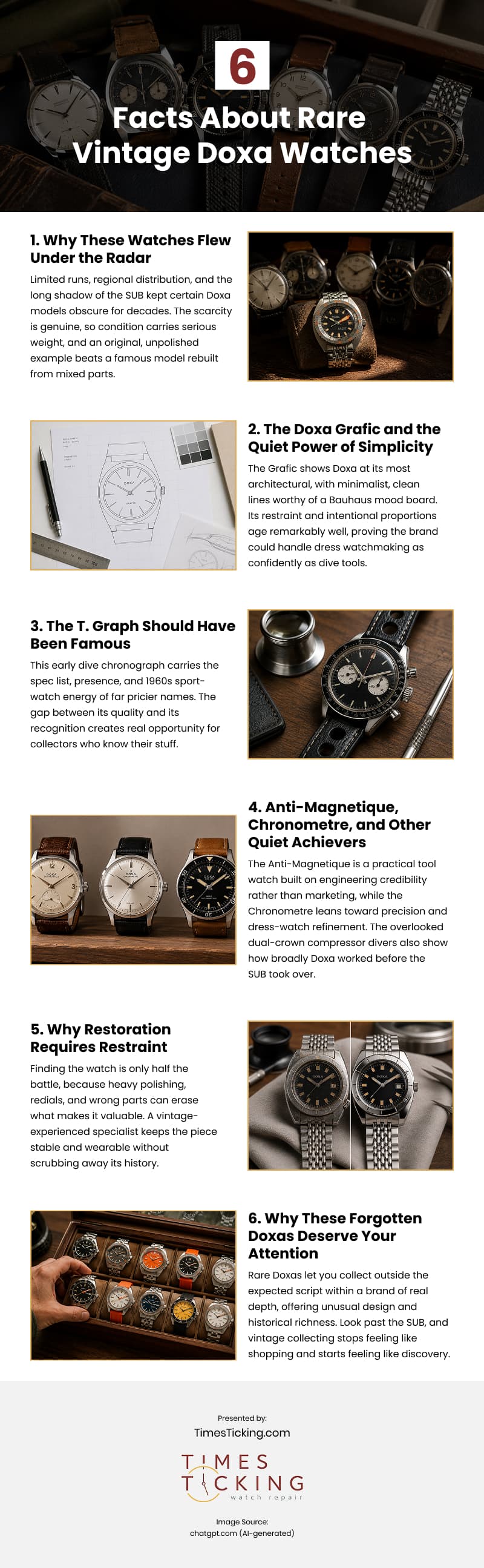 6 Facts About Rare Vintage Doxa Watches Infographic